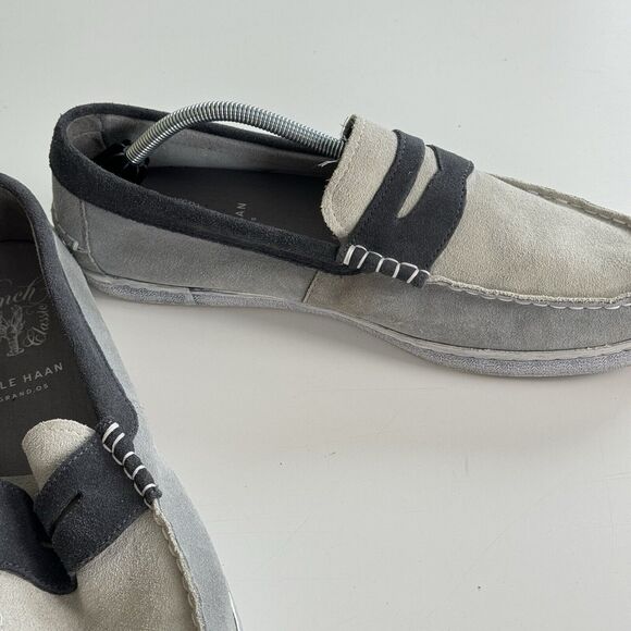 Cole Haan Grand OS Mens Pinch Weekender Penny Loafer Shoes Gray Blue Suede 12M - Picture 13 of 15